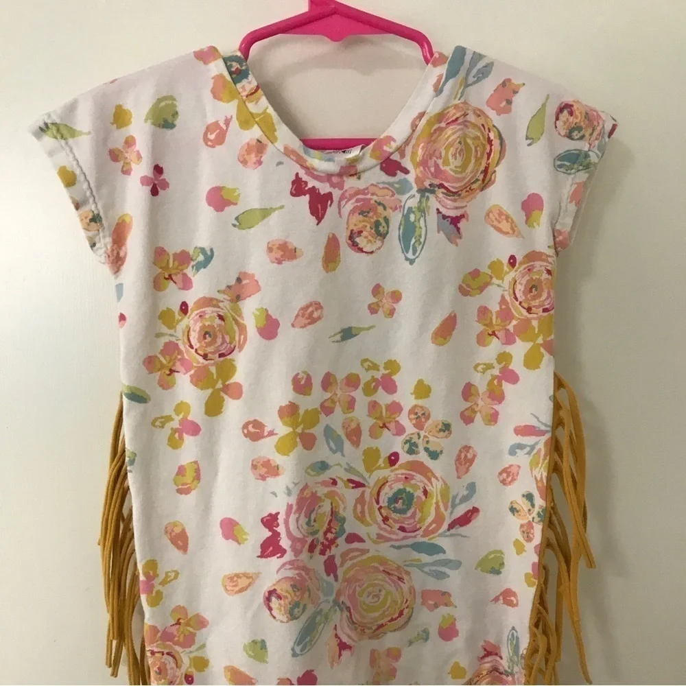 3/$15 My Wild arrow co kids boho floral fringe jumpsuit size 9-12 months
